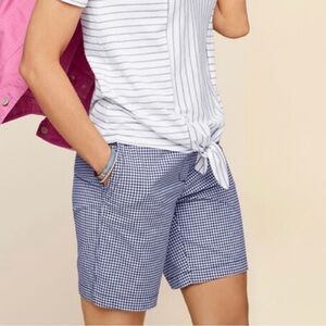 Talbots Blue and White Gingham Girlfriend Chino Shorts